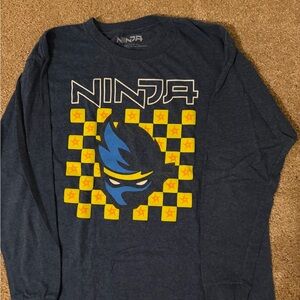 Ninja Navy Long Sleeve Shirt with White Graphic